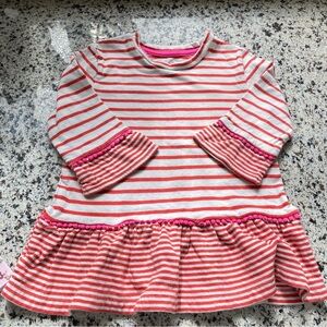 MINI BODEN Tunic Dress Orange‎ Stripe Pink Trim 4-5Y